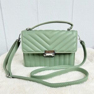 Elegant Sage Quilted Crossbody Bag
